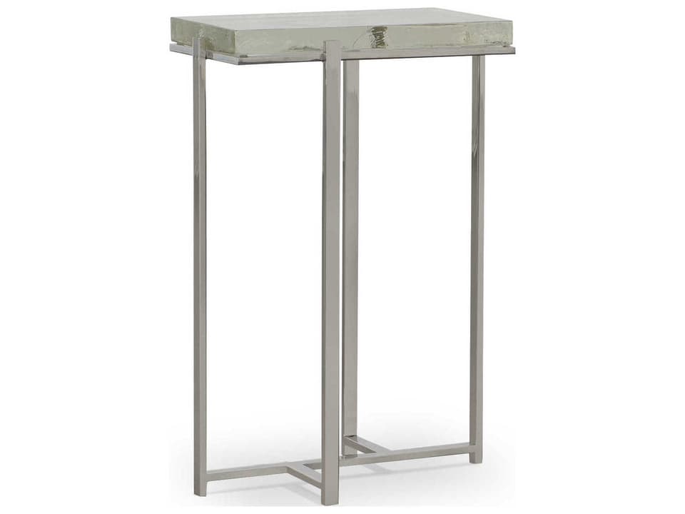 Grand Tour Cori Accent End Table in Polished Nickel and Glass