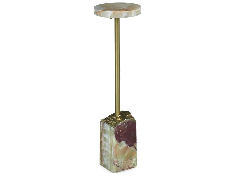Phoebe Round Spot Table with Jade Onyx and Brass