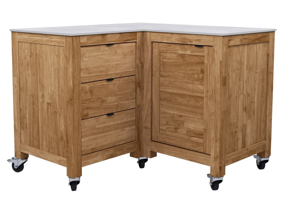 Fresco Ceramic Top Corner Cabinet on Wheels Taupe