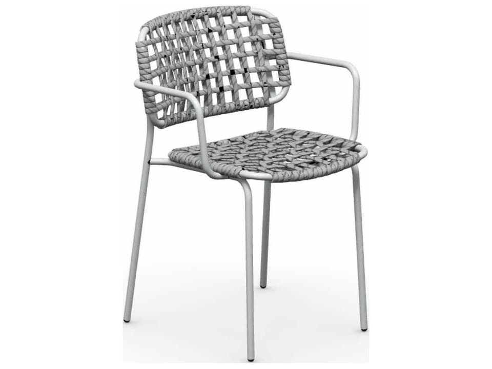Connubia Yo! Outdoor Woven Dining Armchair in Matt Optic White and Sand