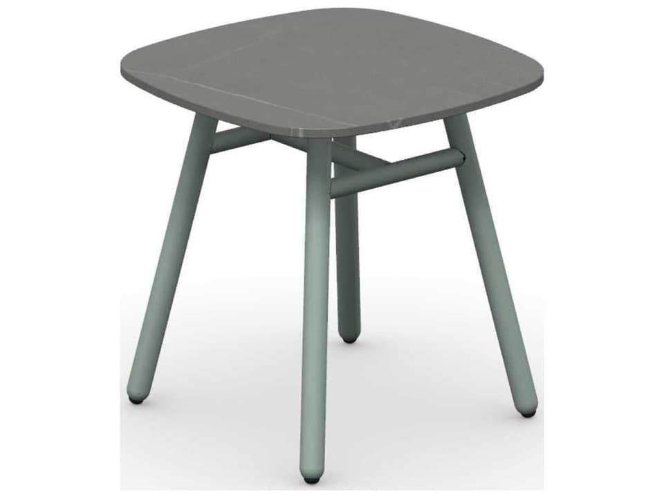 Yo Matt 17 Inch Square Ceramic End Table Thyme Green and Piasentina Grey