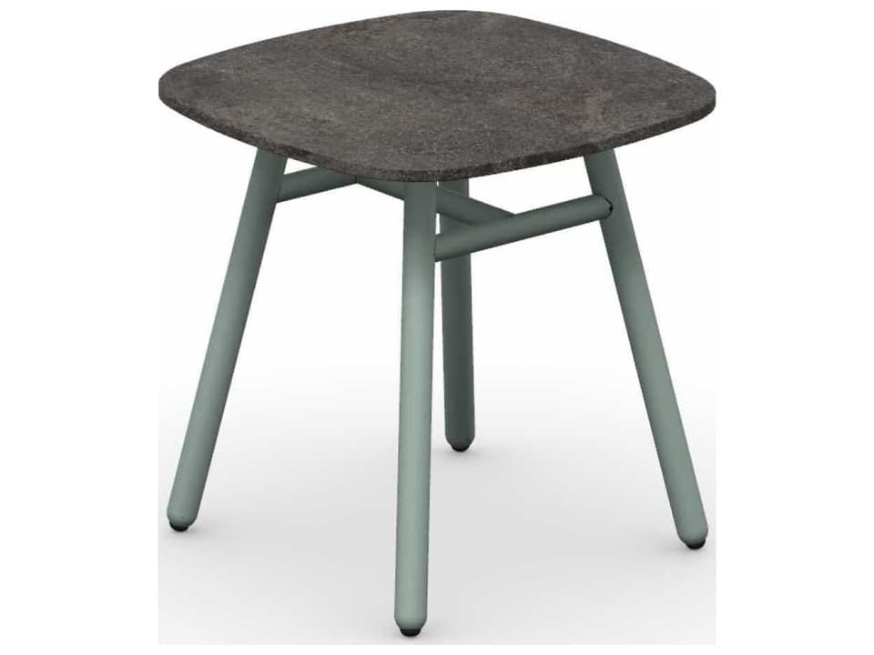 Yo Matt Square Coffee Table in Thyme Green and Porphyry Brown Ceramic