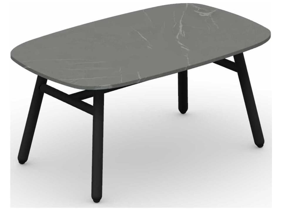 Yo Matt Black / Piasentina Grey Aluminum Ceramic Rectangular Coffee Table
