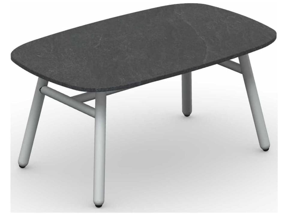 Yo Matt Rectangular Coffee Table with Aluminum Frame and Ceramic Top