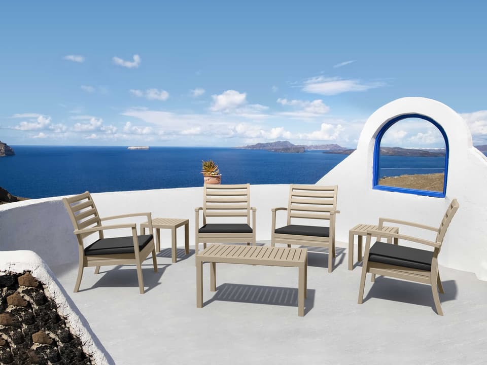 Artemis Taupe Polypropylene 7-Piece Cushion Lounge Set