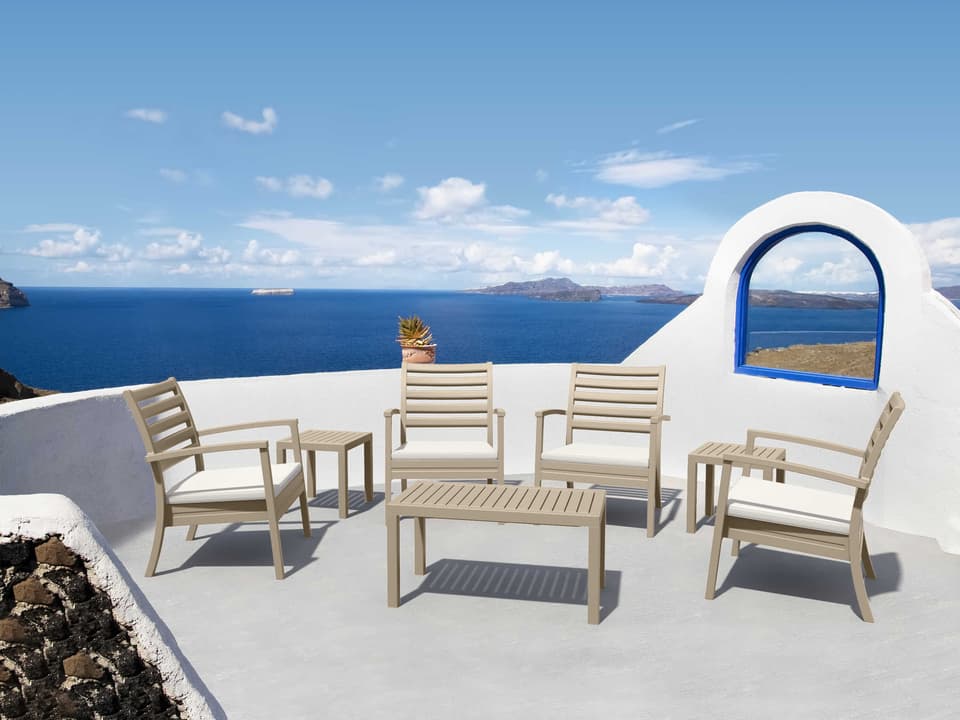 Artemis XL 7 Piece Polypropylene Cushion Lounge Set in Taupe