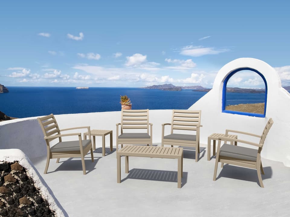 Artemis XL 7 Piece Polypropylene Cushion Lounge Set in Taupe