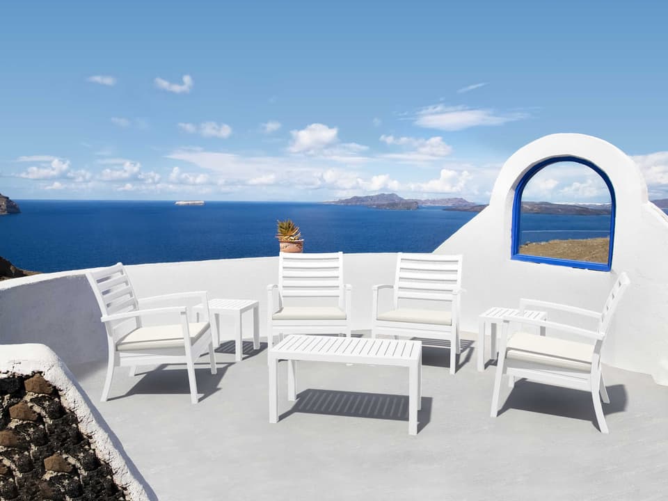Artemis White Polypropylene Cushion Lounge Set