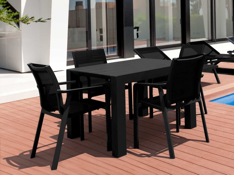 Pacific 5-Piece Extendable Resin Dining Set in Black