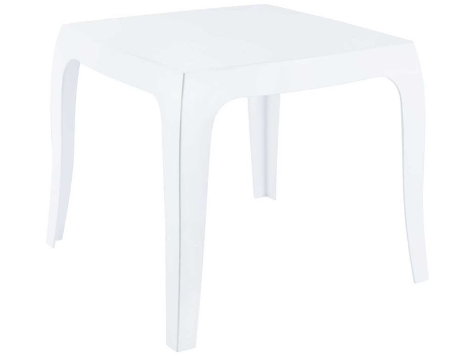 Queen 20-Inch Square Polycarbonate Side Table in Glossy White