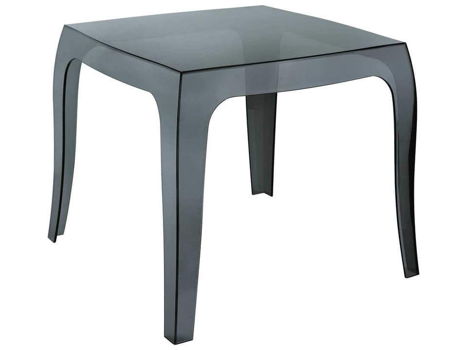 Queen Polycarbonate Square Side Table in Transparent Black