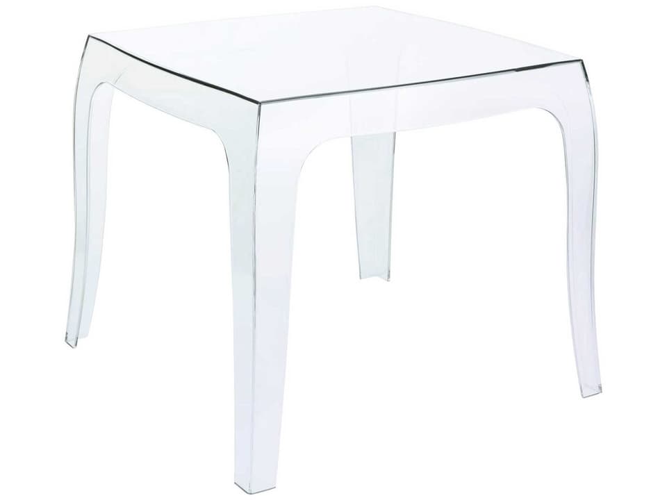 Queen 20-Inch Square End Table in Transparent Clear