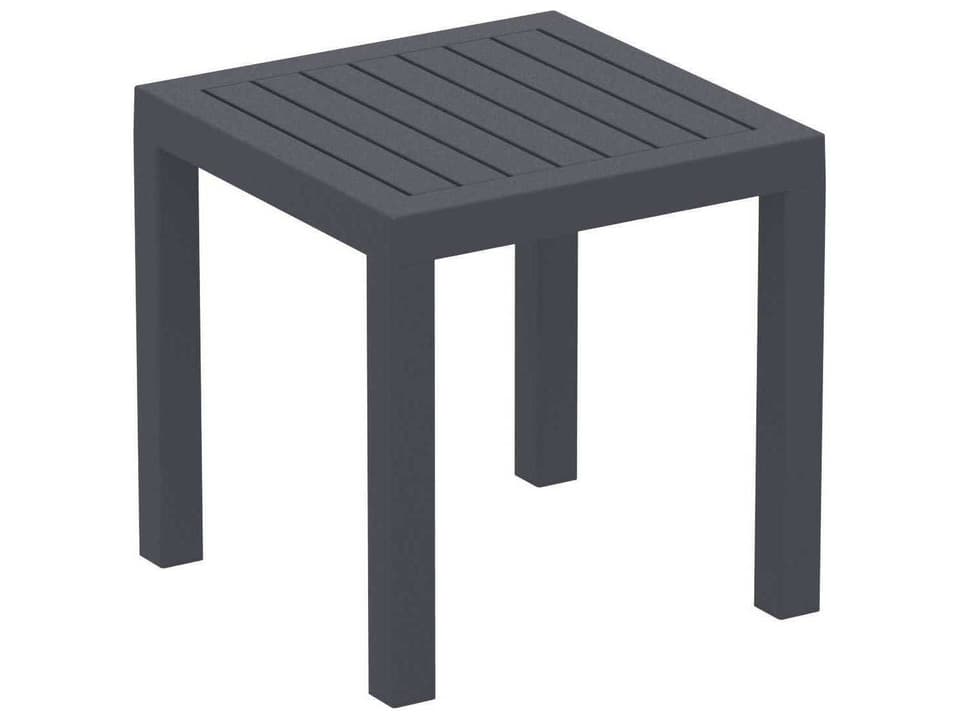 Ocean Square Resin Side Table in Dark Gray