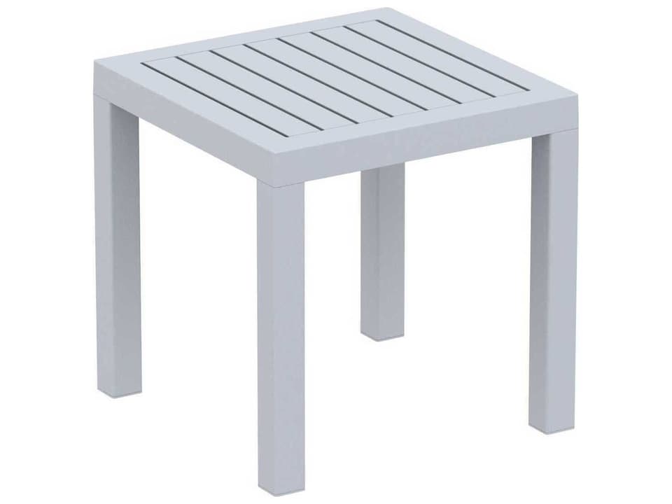 Ocean 18-Inch Square Resin End Table in Silver Gray