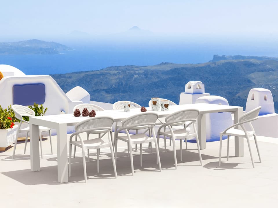 Sunset 9-Piece Extendable Resin Dining Set in White