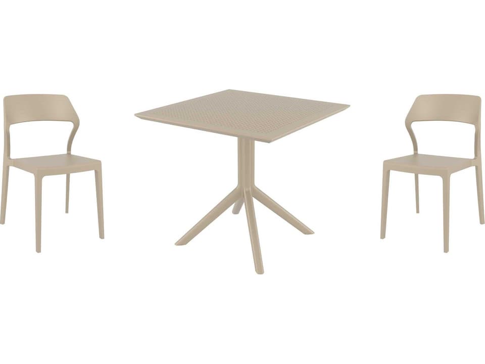 Snow 3-Piece Taupe Polypropylene Dining Set