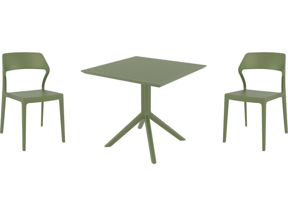 Snow Polypropylene Dining Set in Olive Green