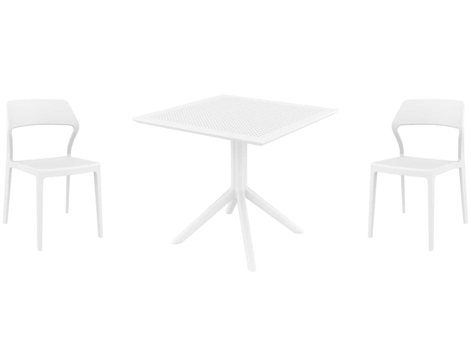 Snow 3-Piece Polypropylene and HPL Dining Set in White