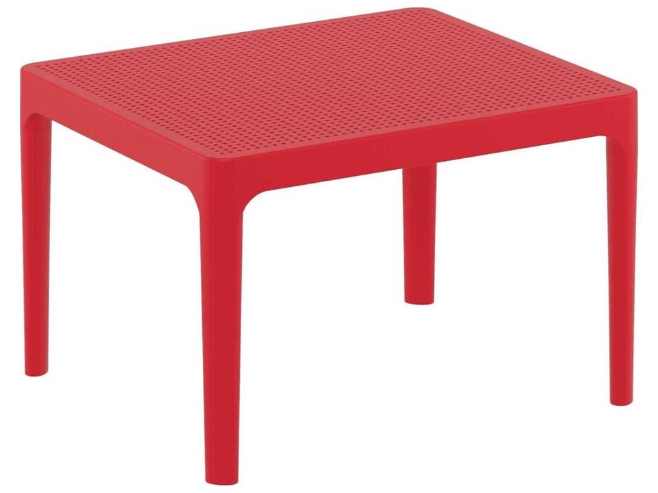 Sky 24-Inch Rectangular Polypropylene Side Table in Red