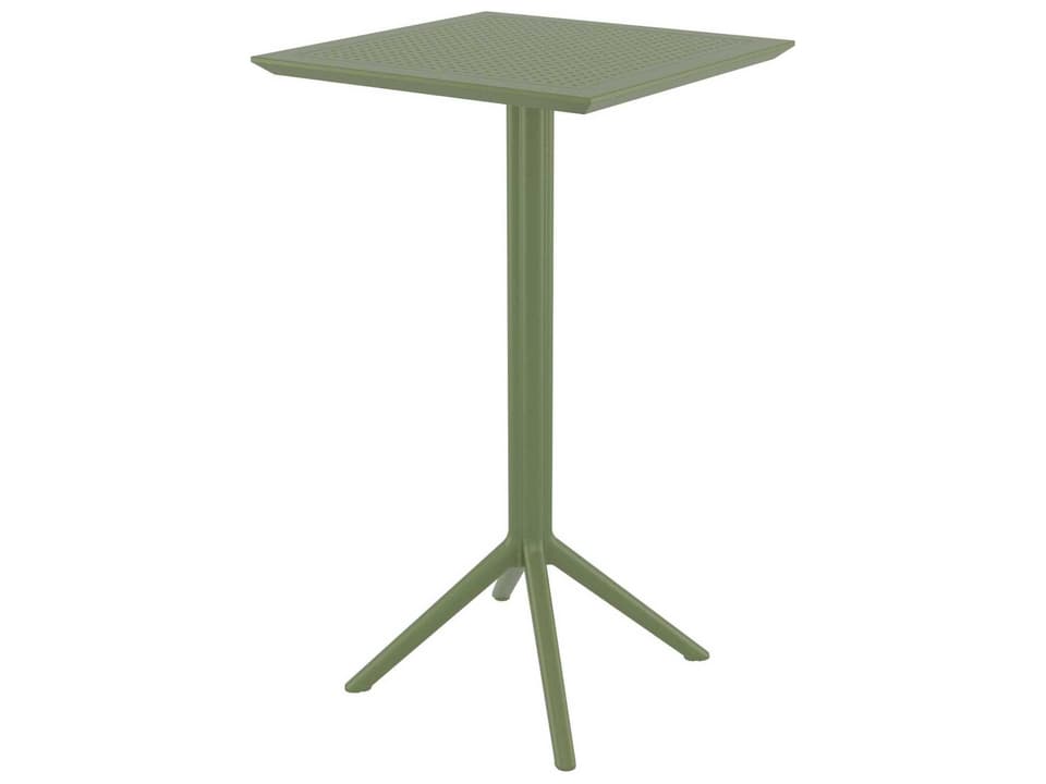 Sky 24-Inch Square Folding Polypropylene Bar Table in Olive Green
