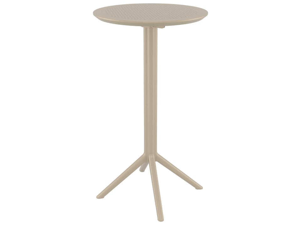 Sky 24 Inch Round Folding Bar Table in Taupe