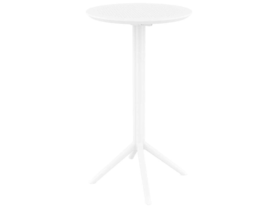 Sky 24-Inch Round Folding Bar Table in White