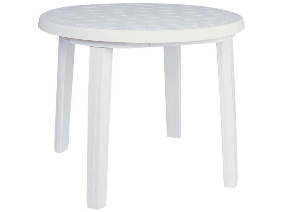 Sunny 35.5-Inch Resin Dining Table Umbrella Hole White