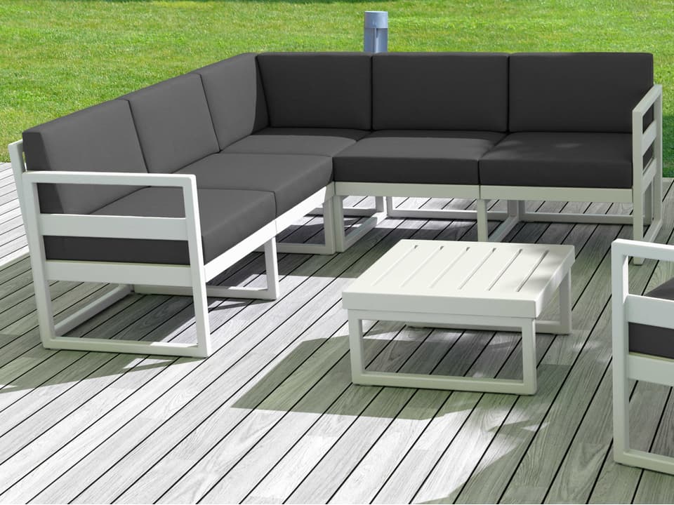 Mykonos White Resin Cushion Lounge Set