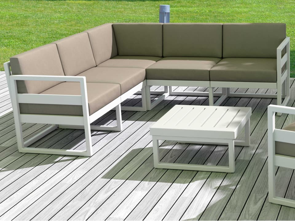 Mykonos White Resin Cushion Lounge Set