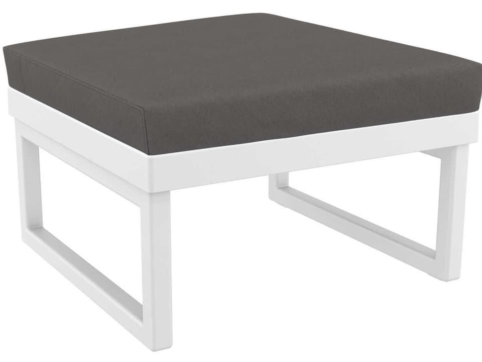 Mykonos Resin Cushion Ottoman with Natural Acrylic Cushion
