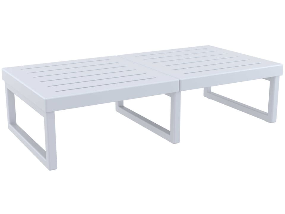 Mykonos Rectangular Resin Coffee Table in Silver Gray