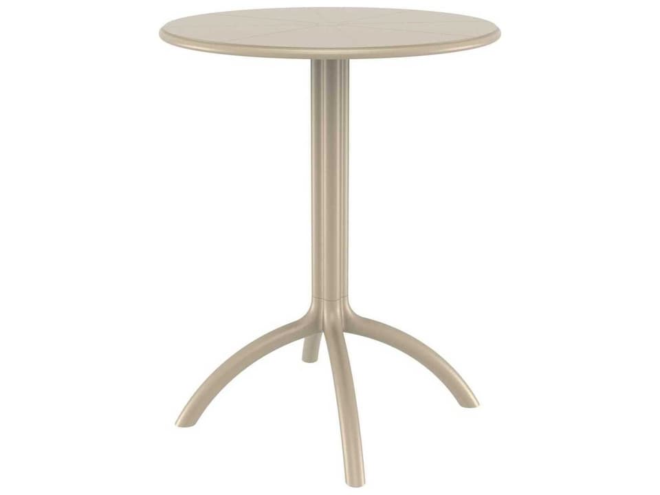 Octopus 24-Inch Round Polypropylene Bistro Table in Taupe