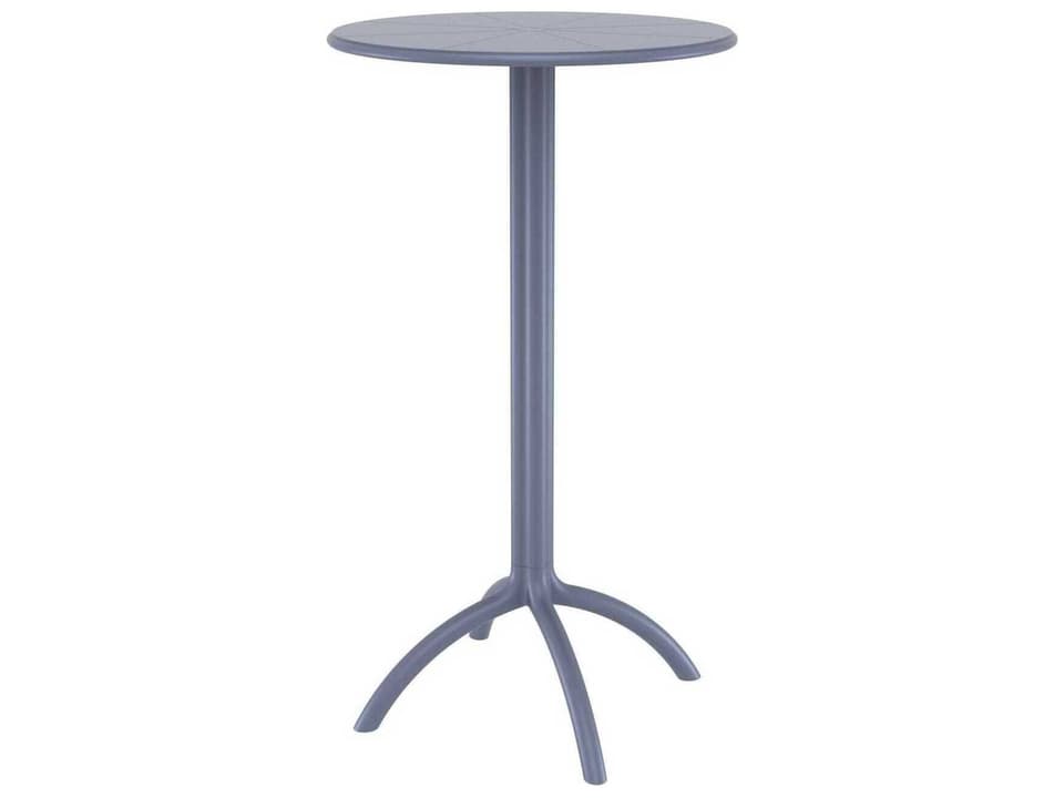 Octopus 24-Inch Round Polypropylene Bar Table in Dark Gray