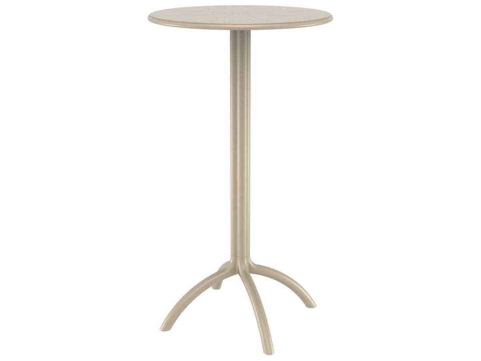 Octopus 24-Inch Round Polypropylene Bar Table in Taupe