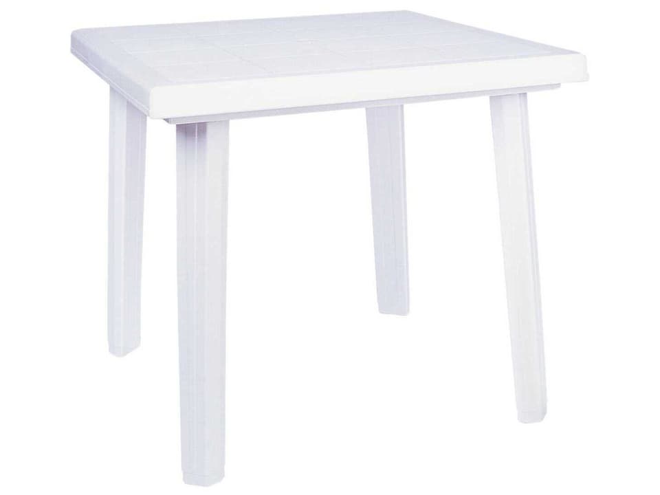 Cuadra Square Umbrella Hole Dining Table in White