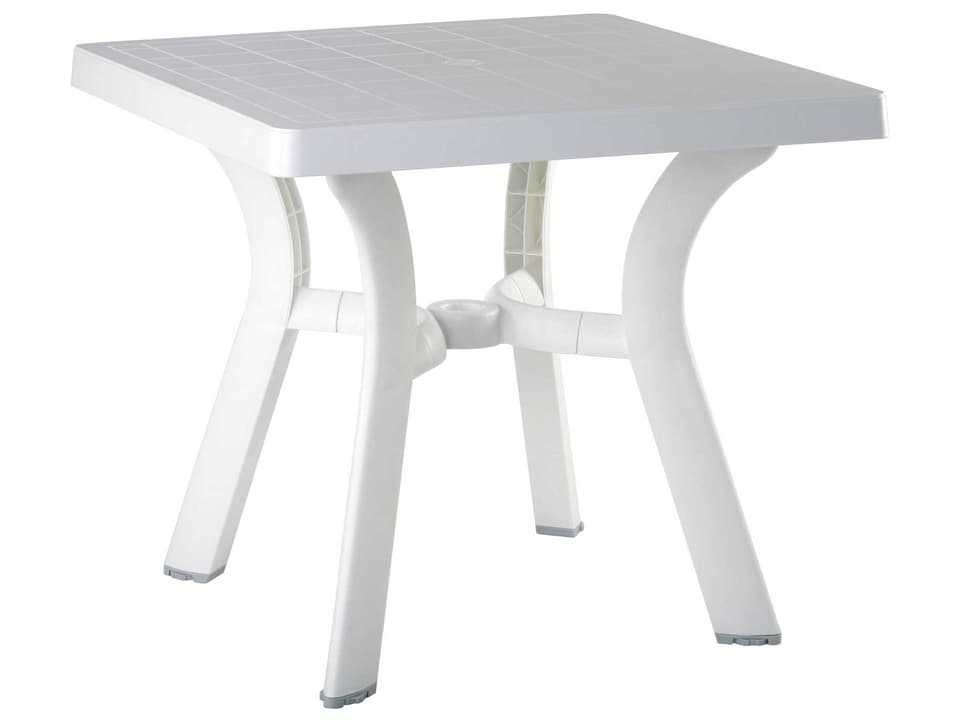 Viva 31-Inch Square Resin Umbrella Hole Dining Table in White