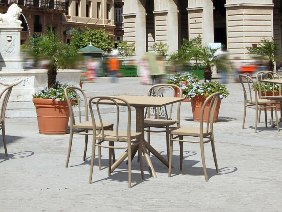 Victor Square Dining Set with 4 Chairs in Taupe