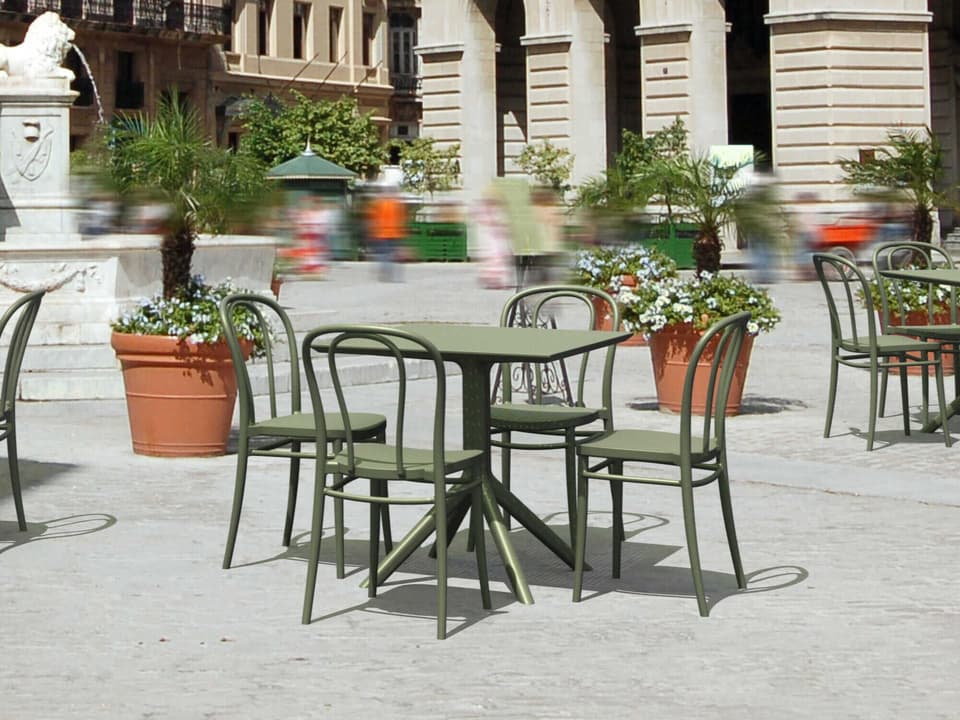 Victor 5-Piece Resin Dining Set with 4 Chairs in Olive Green
