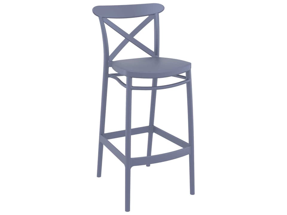 Cross Dark Gray Polypropylene Bar Stool