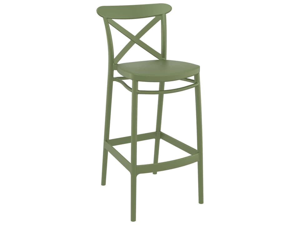 Cross Olive Green Polypropylene Bar Stool