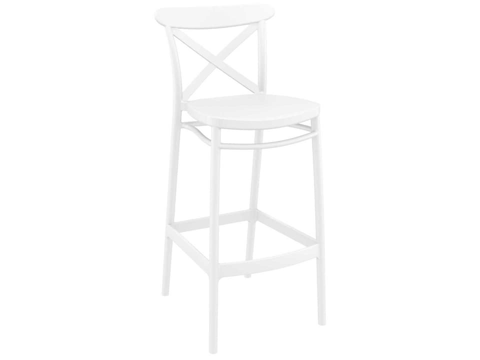 Cross White Polypropylene Bar Stool