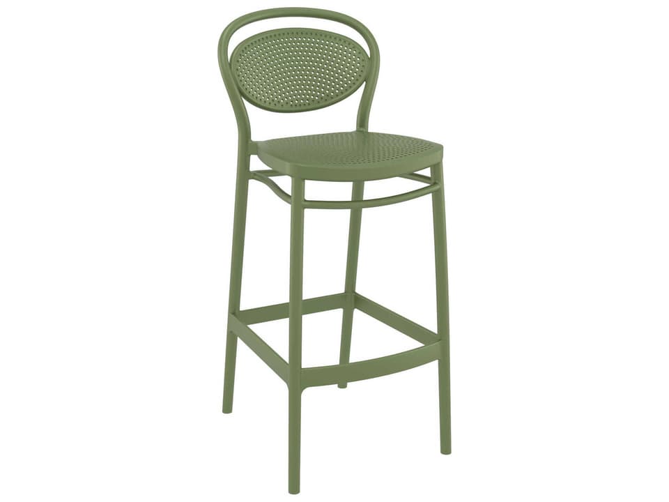 Marcel Olive Green Polypropylene Resin Bar Stool