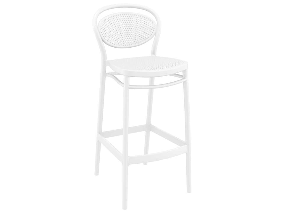 Marcel White Polypropylene Resin Bar Stool