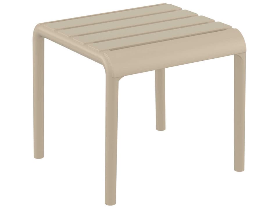 Paris 16-Inch Square Polypropylene Side Table in Taupe