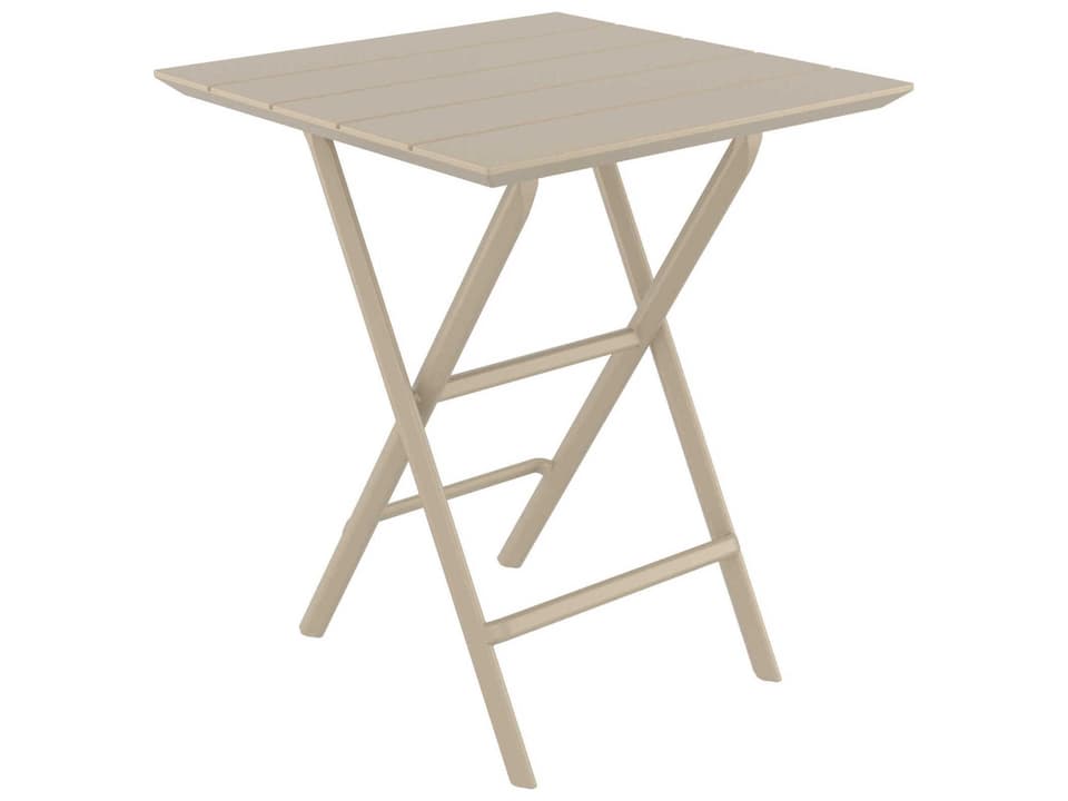 Helen 24-Inch Square Polypropylene Folding Bistro Table in Taupe