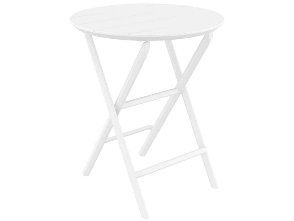 Helen 24 Inch Round Folding Polypropylene Bistro Table White