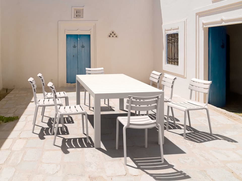 Helen 9-Piece Extendable Polypropylene Dining Set in White