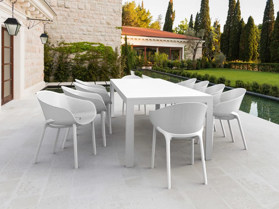 Sky Pro 11 Piece Extendable Polypropylene Dining Set in White