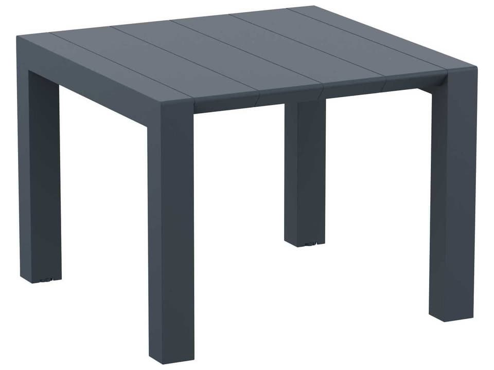Vegas Wickerlook Polypropylene Extendable Square Dining Table in Dark Gray