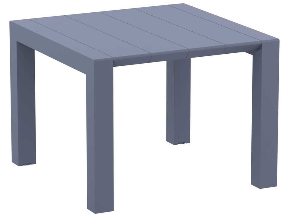 Vegas 39 to 55 Inch Extendable Polypropylene Dining Table in Dark Gray